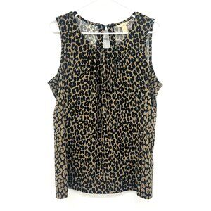 Banana Republic Tan Black Leopard Print Sleeveless Blouse Women's Large